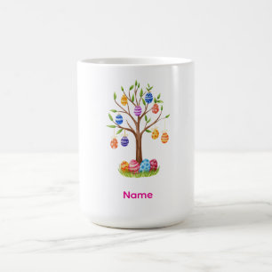 Mug Arbre de Pâques aquarelle avec œufs décorés suspen