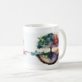 Mug Arbre de réflexion aquarelle de vie (Devant droit)