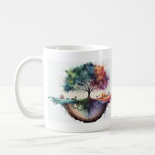 Mug Arbre de réflexion aquarelle de vie (Gauche)