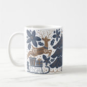Mug Arbre de rennes scandinave Floral Marine or (Gauche)