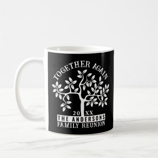 Mug Arbre de réunion de famille, nom et date (Gauche)
