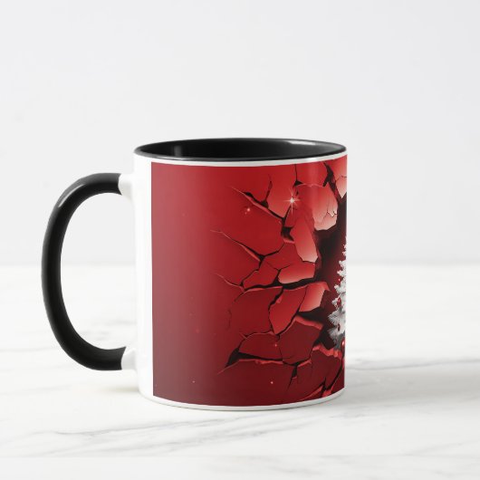 Mug Arbre de vacances à mur rouge 3D (Gauche)