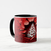 Mug Arbre de vacances à mur rouge 3D (Devant gauche)