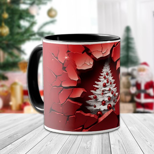 Mug Arbre de vacances à mur rouge 3D