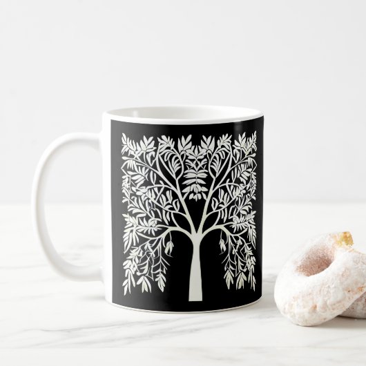 Mug Arbre de vie #1 Blanc sur Noir (Avec donut)