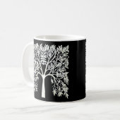 Mug Arbre de vie #1 Blanc sur Noir (Devant gauche)
