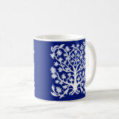 Mug Arbre de vie #4 Blanc et Cobalt Bleu (Devant droit)