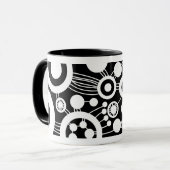 Mug Arbre de vie Abstrait - Noir & Blanc (Devant gauche)
