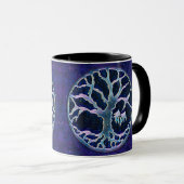 Mug Arbre de vie en bleu royal et en violet (Devant droit)