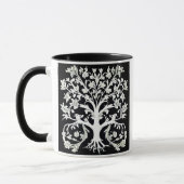 Mug Arbre de vie floral en blanc sur noir (Gauche)