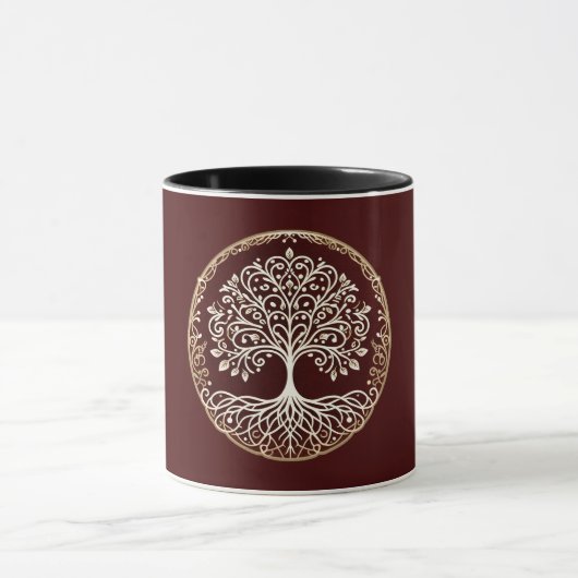 Mug Arbre de vie Rustique rouge foncé celtique (Centre)