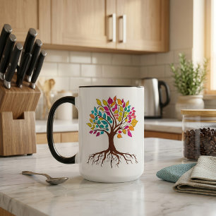 Mug Arbre de Vie vibrant : Racines et feuilles colorée