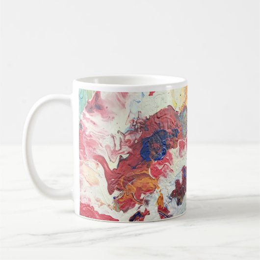 Mug Arbre en fleurs rouge abstrait bleu bleu jaune Fle (Gauche)