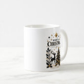 Mug Arbre en papier découpé noir et or (Devant droit)