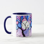 Mug Arbre et lune d'aquarelle - bleu et rose (Gauche)