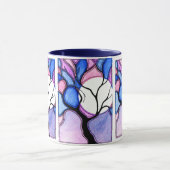 Mug Arbre et lune d'aquarelle - bleu et rose (Centre)