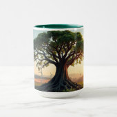 Mug Arbre géant dans un paysage de parc éolien (Centre)
