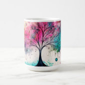 Mug Arbre mystique moderne & gras (bleu, rose, orange) (Centre)