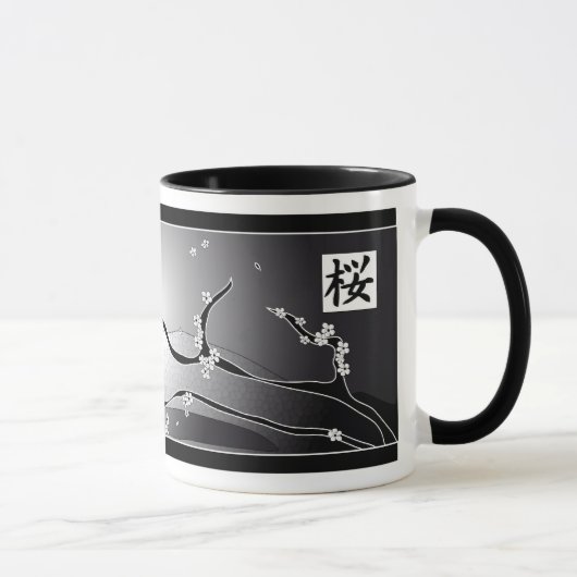 Mug Arbre noir de fleurs de cerisier (Droite)