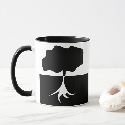 Mug Arbre Noir et Blanc Arbre (Avec donut)