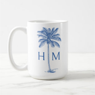 Mug Arbre Palmier Palmetto Bleu et Blanc Monogramme