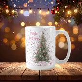 Mug Arbre rose "Joyeux" de Noël rose Pine Customisé