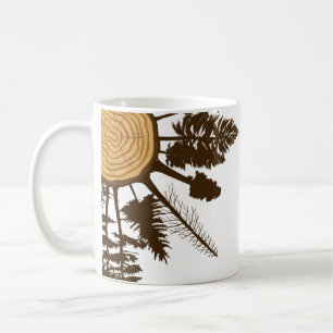 Mug Arbre Tronc Section de croissance Cercles Pins Arb