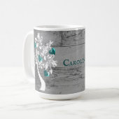 Mug Arbre turquoise des coeurs Boug de café personnali (Devant gauche)