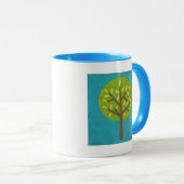 Mug Arbre vert avec Feuilles jaunes par Chariklia Zarr (Devant droit)
