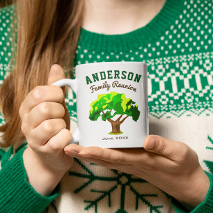 Mug Arbre vert Nom personnalisé Famille Réunion