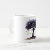Mug Arbre Violet Étoiles D'Or Brillent Fort (Devant gauche)