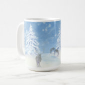 Mug Arbres à neige rêvant Blanc Famille de Noël (Devant gauche)