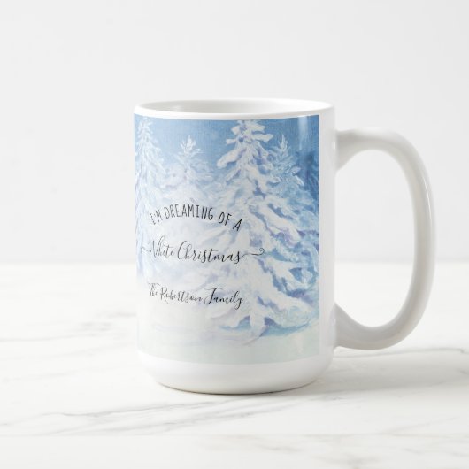 Mug Arbres à neige rêvant Blanc Famille de Noël (Droite)