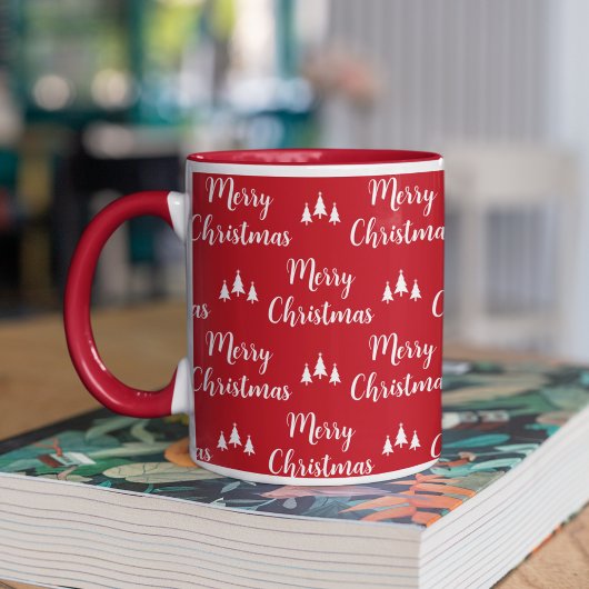 Mug Arbres blancs rouges modernes Joyeux Noël