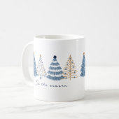 Mug Arbres Bleus Moderne Simple Nom de Noël (Devant gauche)