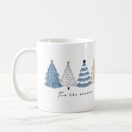 Mug Arbres Bleus Moderne Simple Nom de Noël (Gauche)