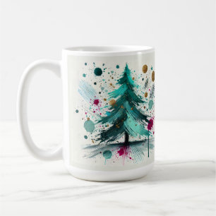 Mug Arbres de Noël à l'aquarelle abstraite