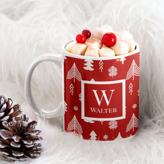 Mug Arbres de Noël avec Monogramme et nom