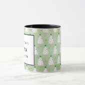 Mug Arbres de Noël blancs décorés Étoile verte et orne (Centre)