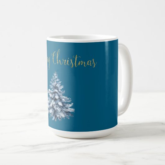 Mug Arbres de Noël bleu blanc (Devant droit)