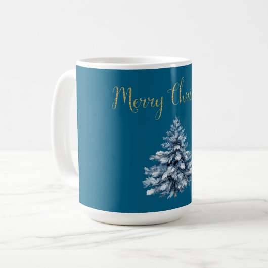 Mug Arbres de Noël bleu blanc (Devant gauche)