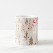 Mug Arbres de Noël Boho avec Monogramme et nom (Centre)