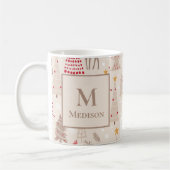 Mug Arbres de Noël Boho avec Monogramme et nom (Gauche)
