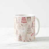Mug Arbres de Noël Boho avec Monogramme et nom (Devant droit)