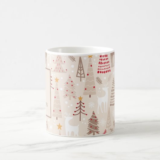 Mug Arbres de Noël Boho avec Monogramme et nom (Centre)