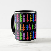 Mug Arbres de Noël colorés en noir (Devant gauche)