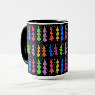 Mug Arbres de Noël colorés en noir
