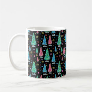 Mug Arbres de Noël colorés le soir de Noël illust