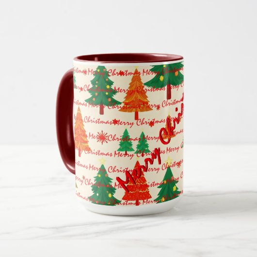 Mug Arbres de Noël de luxe festifs de Noël (Devant gauche)
