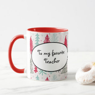 Mug Arbres de Noël dessinés à la main Pin À feuillage